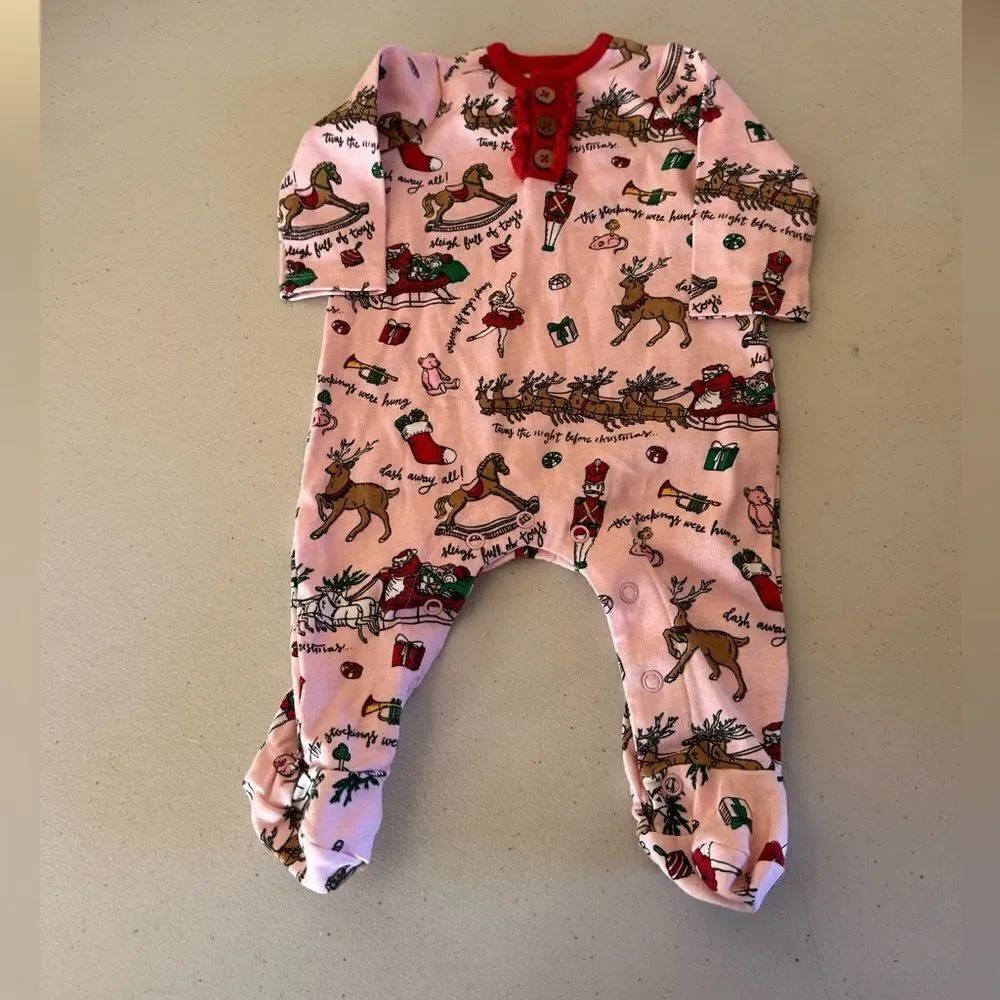 Mudpie Pink Kids One Piece with Festive Print